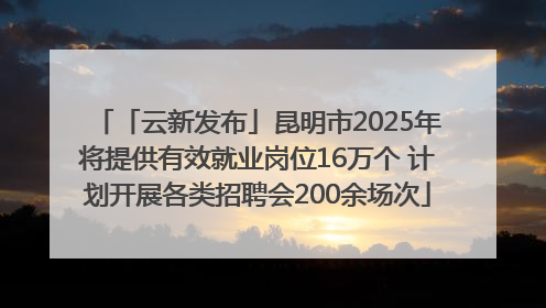 「云新发布」昆明市2025年将提供有效就业岗位16万个 计划开展各类招聘会200余场次