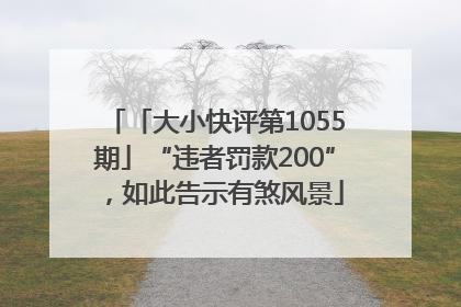「大小快评第1055期」“违者罚款200”，如此告示有煞风景