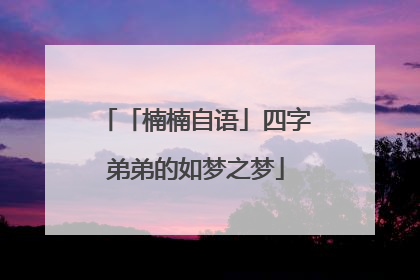 「楠楠自语」四字弟弟的如梦之梦