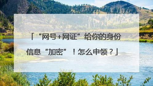 “网号+网证”给你的身份信息“加密”！怎么申领？