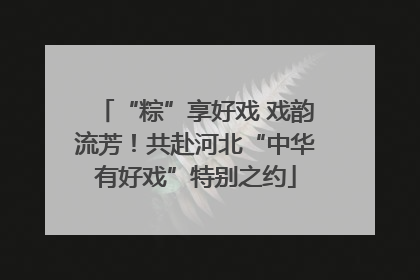 “粽”享好戏 戏韵流芳！共赴河北“中华有好戏”特别之约