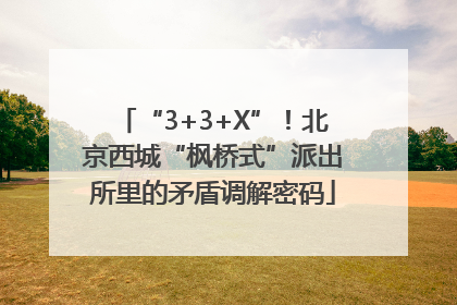 “3+3+X”！北京西城“枫桥式”派出所里的矛盾调解密码