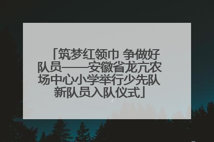 筑梦红领巾 争做好队员——安徽省龙亢农场中心小学举行少先队新队员入队仪式