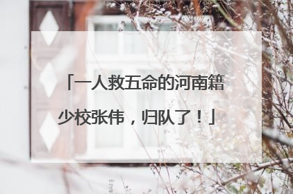 一人救五命的河南籍少校张伟，归队了！