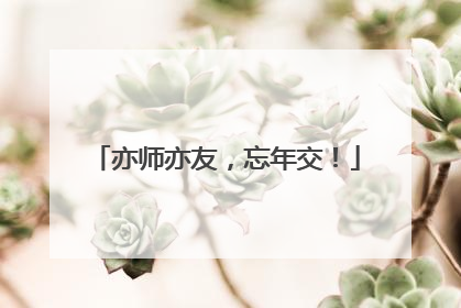 亦师亦友，忘年交！