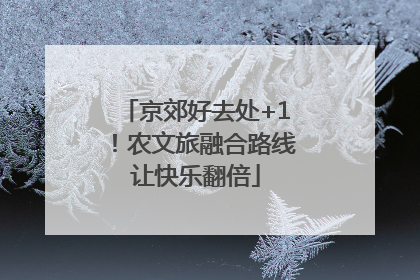 京郊好去处+1！农文旅融合路线让快乐翻倍