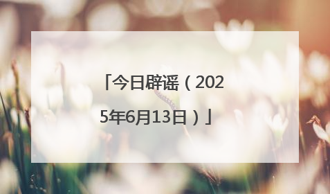 今日辟谣（2025年6月13日）