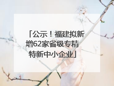 公示！福建拟新增62家省级专精特新中小企业