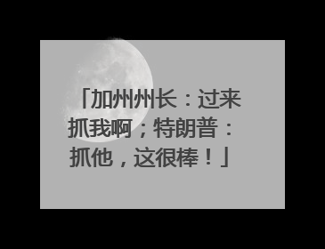 加州州长：过来抓我啊；特朗普：抓他，这很棒！