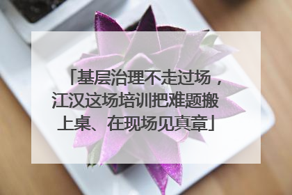 基层治理不走过场，江汉这场培训把难题搬上桌、在现场见真章