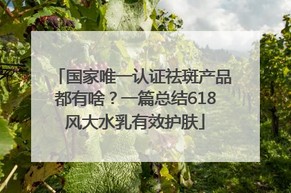 国家唯一认证祛斑产品都有啥？一篇总结618风大水乳有效护肤