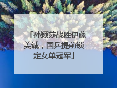 孙颖莎战胜伊藤美诚，国乒提前锁定女单冠军