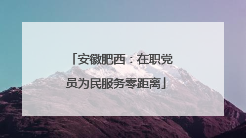 安徽肥西：在职党员为民服务零距离