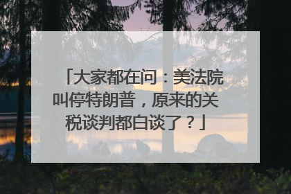 大家都在问：美法院叫停特朗普，原来的关税谈判都白谈了？