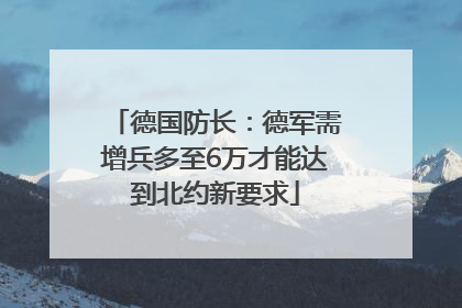 德国防长：德军需增兵多至6万才能达到北约新要求