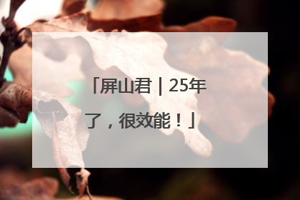 屏山君｜25年了，很效能！