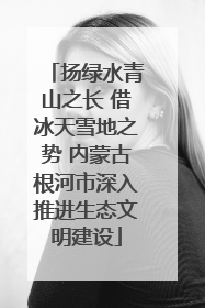 扬绿水青山之长 借冰天雪地之势 内蒙古根河市深入推进生态文明建设
