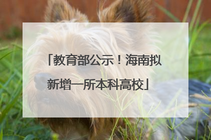 教育部公示！海南拟新增一所本科高校
