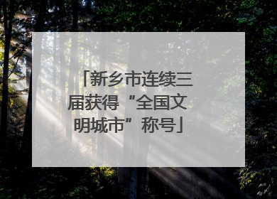 新乡市连续三届获得“全国文明城市”称号