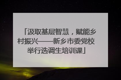 汲取基层智慧，赋能乡村振兴——新乡市委党校举行选调生培训课