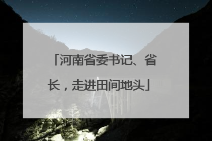 河南省委书记、省长，走进田间地头