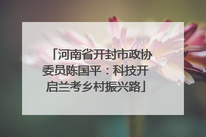 河南省开封市政协委员陈国平：科技开启兰考乡村振兴路