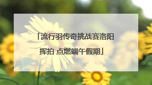 流行羽传奇挑战赛洛阳挥拍 点燃端午假期