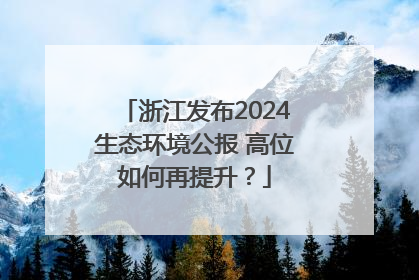浙江发布2024生态环境公报 高位如何再提升？