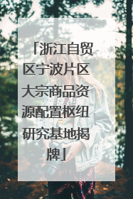浙江自贸区宁波片区大宗商品资源配置枢纽研究基地揭牌