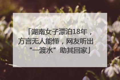 湖南女子漂泊18年，方言无人能懂，网友听出“一渡水”助其回家