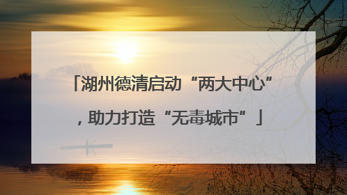 湖州德清启动“两大中心”，助力打造“无毒城市”