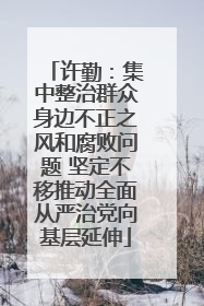 许勤：集中整治群众身边不正之风和腐败问题 坚定不移推动全面从严治党向基层延伸
