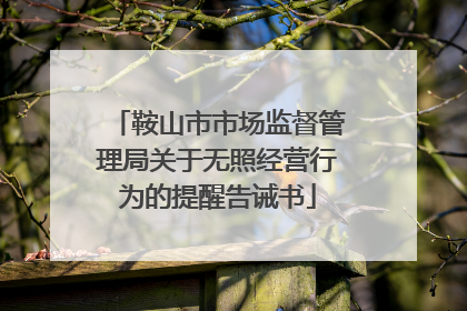 鞍山市市场监督管理局关于无照经营行为的提醒告诫书