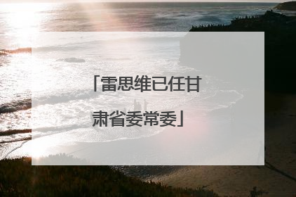 雷思维已任甘肃省委常委
