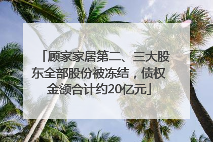 顾家家居第二、三大股东全部股份被冻结，债权金额合计约20亿元