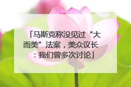 马斯克称没见过“大而美”法案，美众议长：我们曾多次讨论