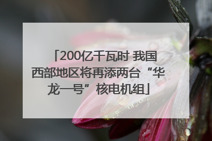 200亿千瓦时 我国西部地区将再添两台“华龙一号”核电机组