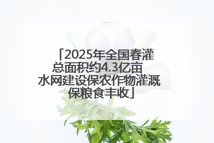 2025年全国春灌总面积约4.3亿亩 水网建设保农作物灌溉 保粮食丰收