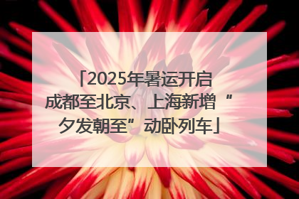 2025年暑运开启 成都至北京、上海新增“夕发朝至”动卧列车
