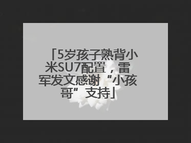 5岁孩子熟背小米SU7配置，雷军发文感谢“小孩哥”支持